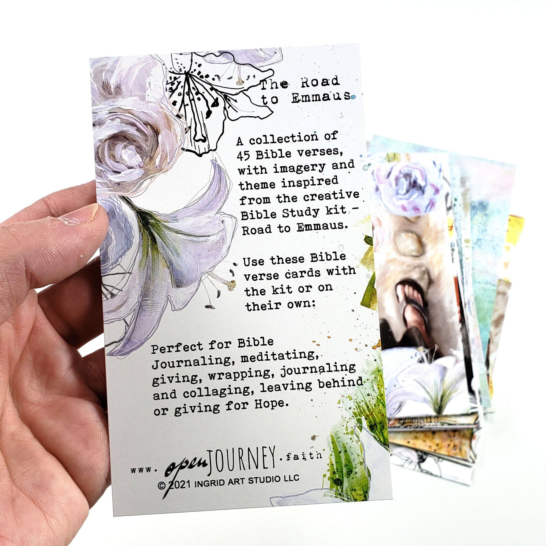 Open Journey - Wholesale Religious Card - The Road to Emmaus - set of 45 Bible Journaling Cards with Bible verses and art3