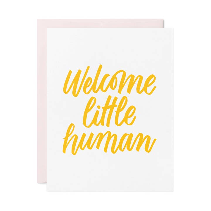 Welcome Little Human – New Baby Letterpress Card for wholesale by Friendly Fire Paper