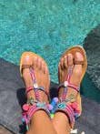Peace PINK Tie Back Sandals for wholesale by Miss Mills