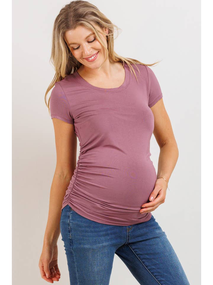 Hello Miz - Wholesale Top - Maternity - Ruched Short Sleeve Maternity T-Shirt