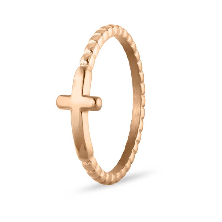WJW - Wholesale Band/Stacked Ring - Stainless Steel Beaded Stackable Cross Ring7