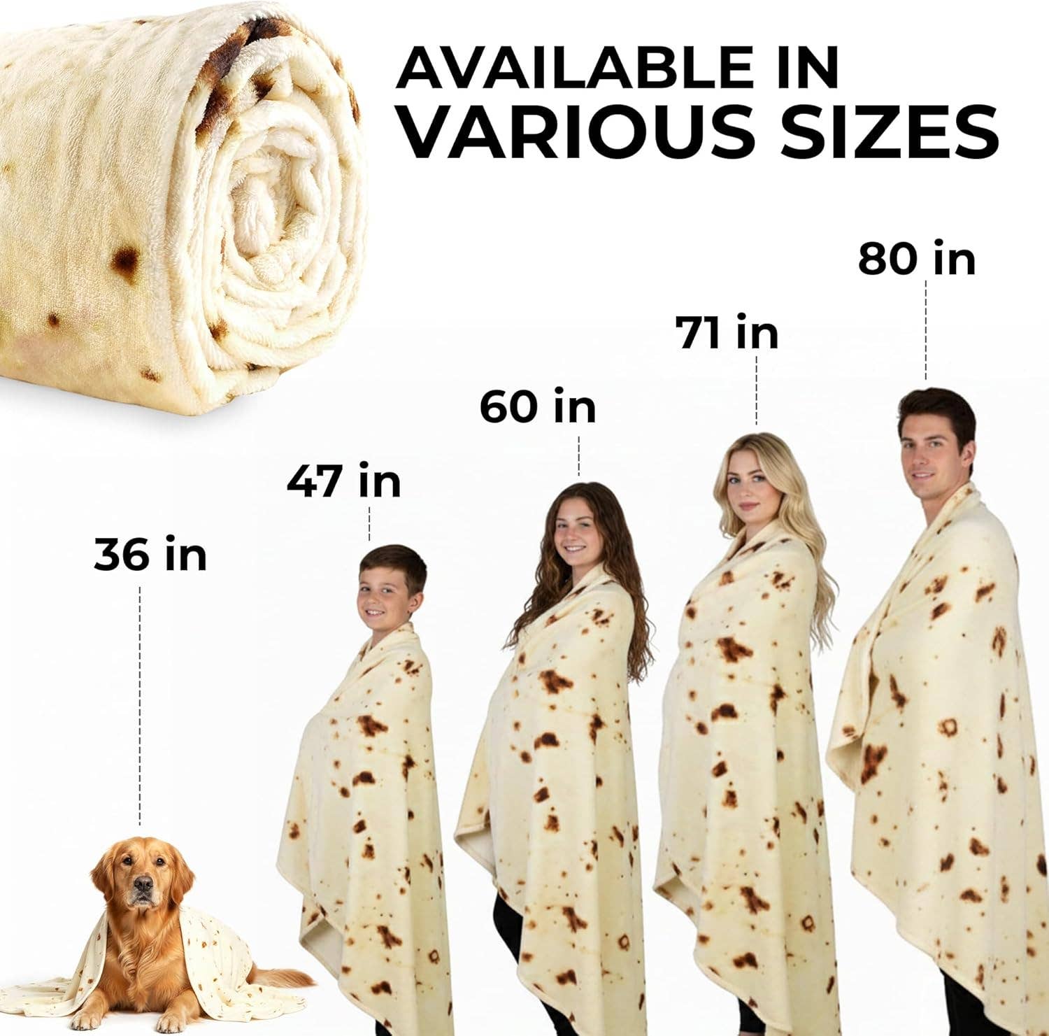 Zulay Kitchen - Wholesale Throw Blanket - Burrito Blanket Flour Tortilla Design3