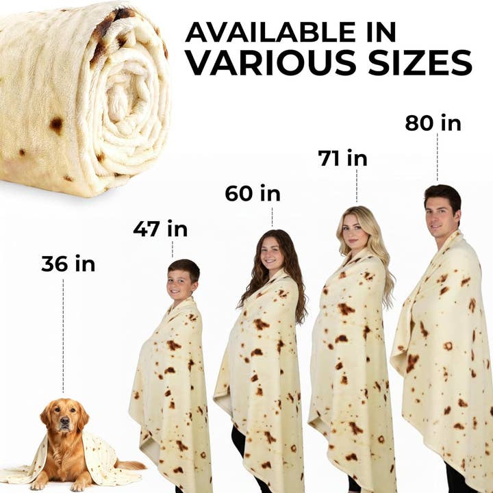 Zulay Kitchen - Wholesale Throw Blanket - Burrito Blanket Flour Tortilla Design3