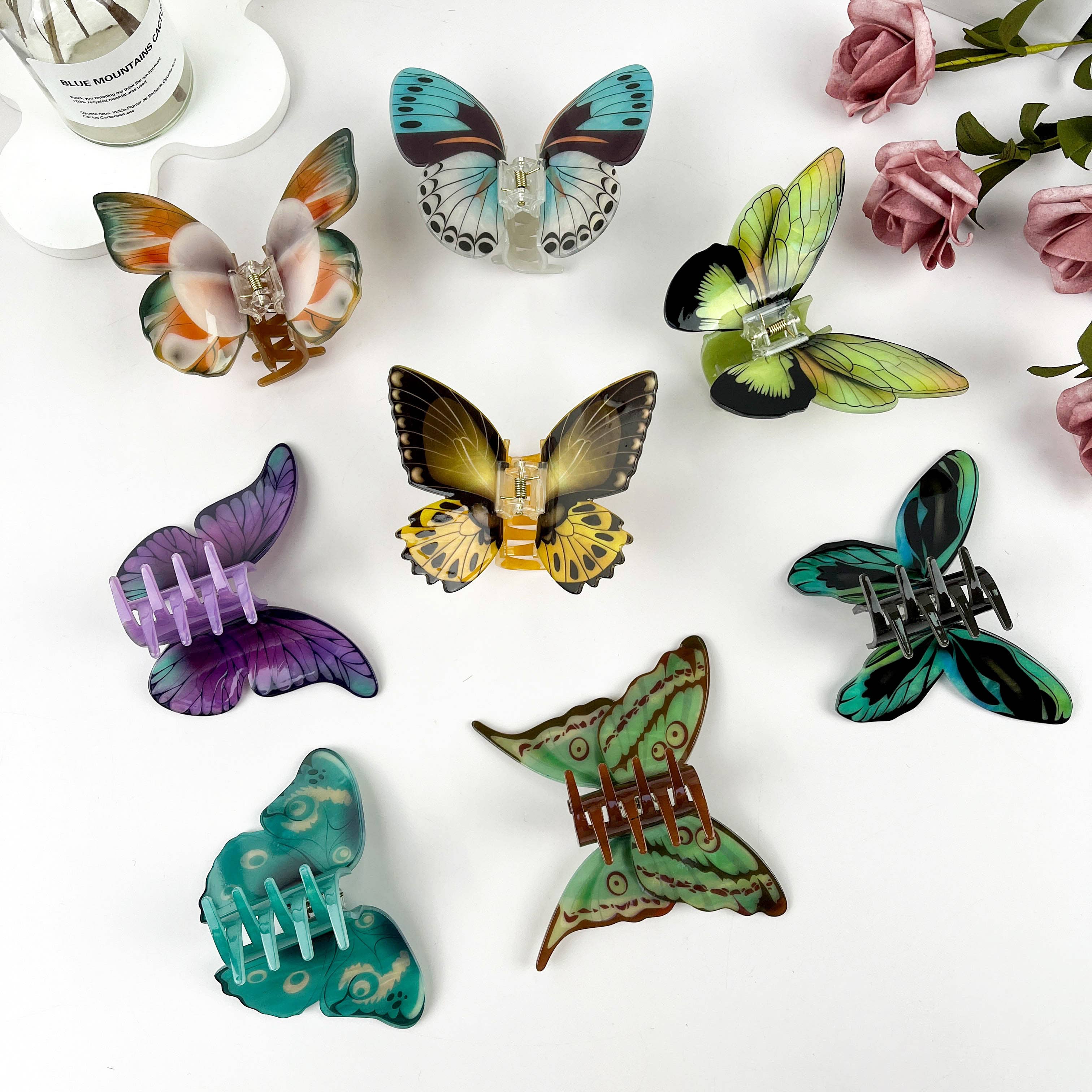 mildstyles - Wholesale Hair Clip - Women's - Simulation Printed Butterfly Hair Clip,Insect Animal Hair cl8