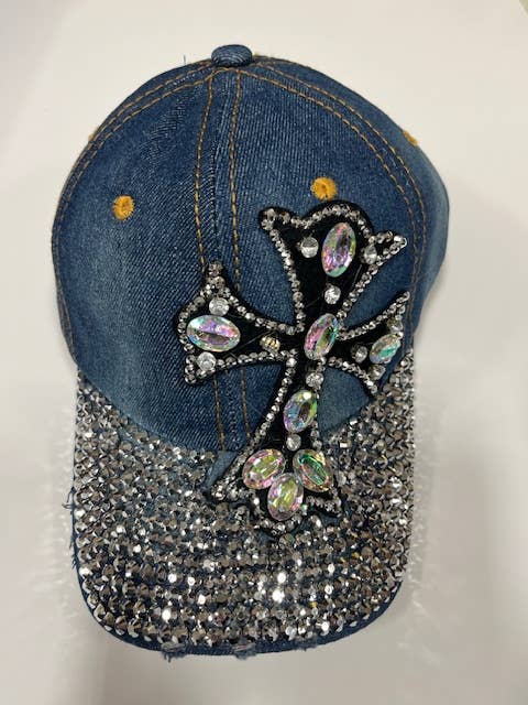 7 Star - Vente Casquette de baseball – femme - Casquettes en denim avec strass assorties et ajustables (12 pièces assorties)7