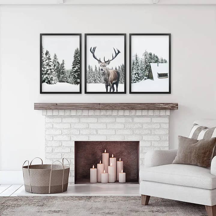 Art Lane - Wholesale Gallery Wall Set - Christmas Wall Art. Winter Forest, Log Cabin, Reindeer8