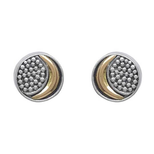 Clous d'oreille en argent sterling avec lune en or 18 carats pour la vente par SITA