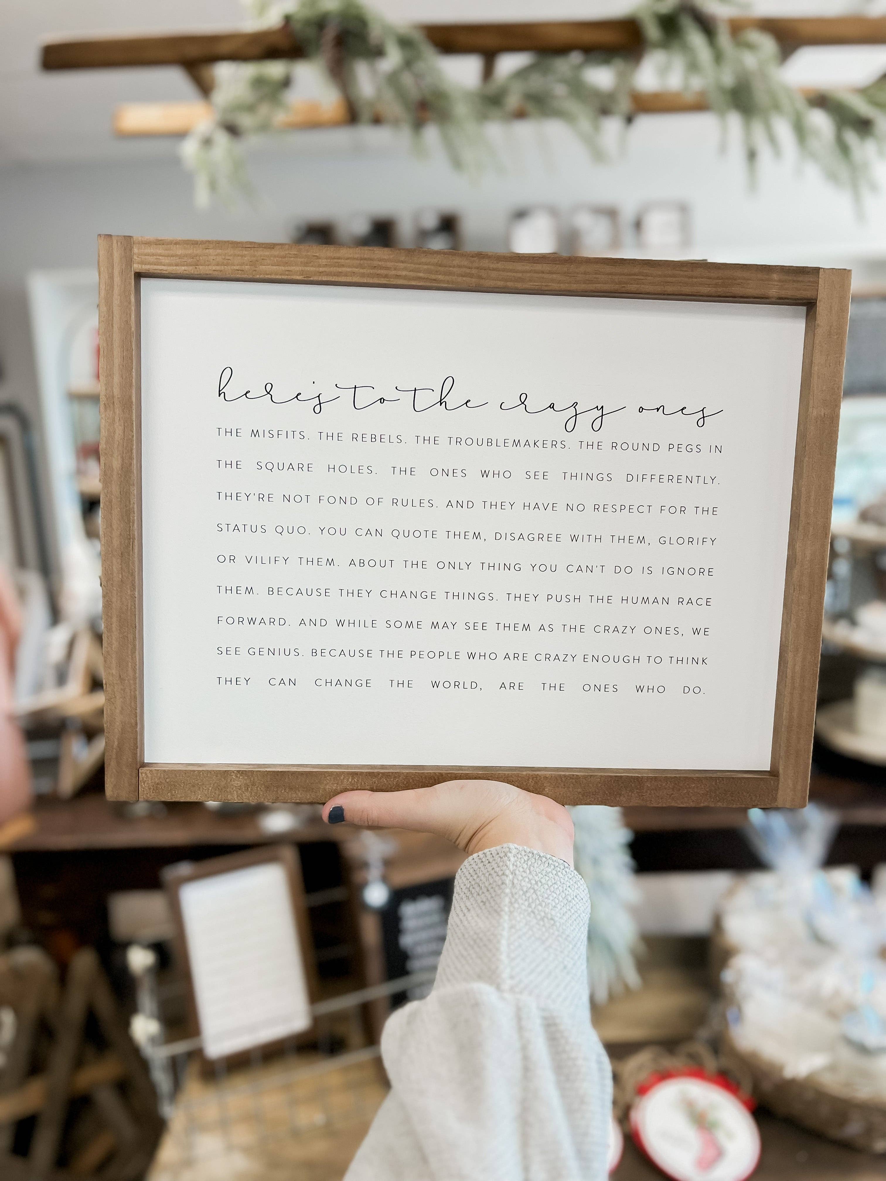 Lily and Sparrow - Wholesale Sign - Here’s to the Crazy Ones | Wall Decor, Made in the USA0