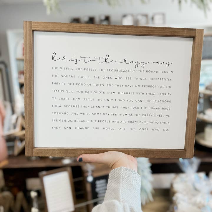 Lily and Sparrow - Wholesale Sign - Here’s to the Crazy Ones | Wall Decor, Made in the USA