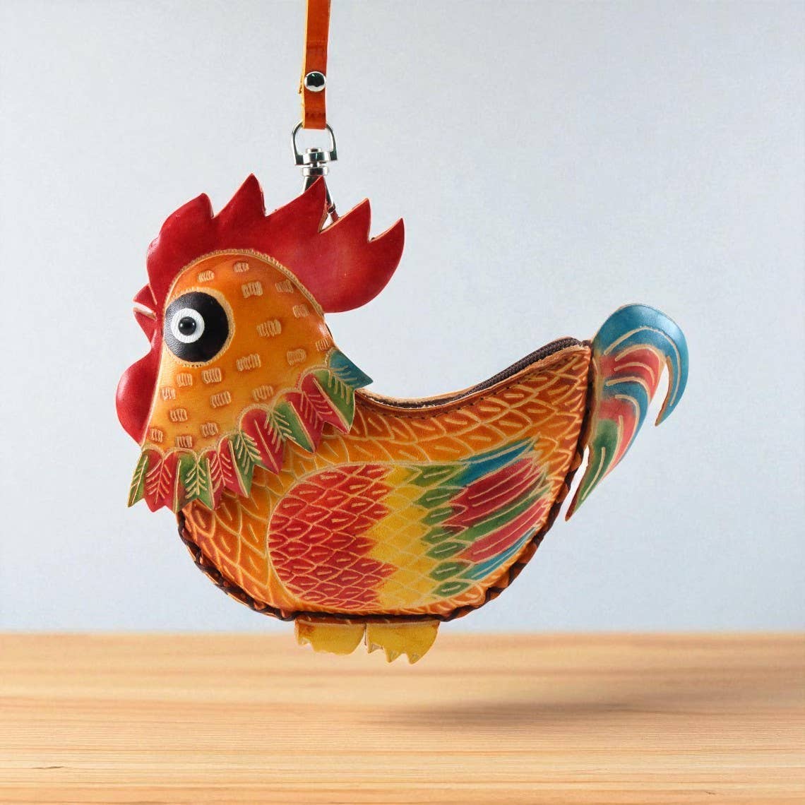 Sunflower Handmade leather inc - Wholesale Keychain - Unisex - Genuine leather Rooster coin purse key chain wallet4