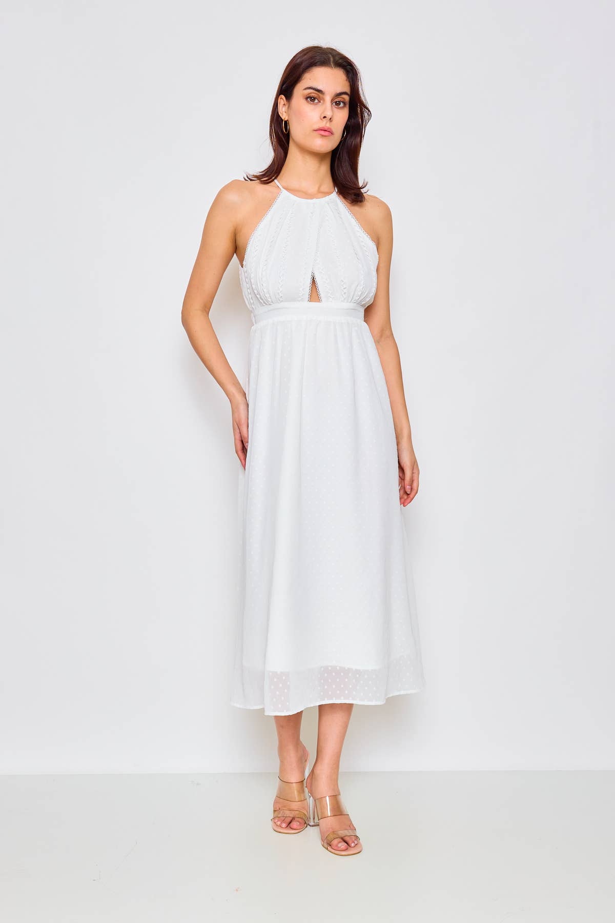 LOVIE & CO - Wholesale Dress - Women's - Long dress with textured fabric and halter neck0