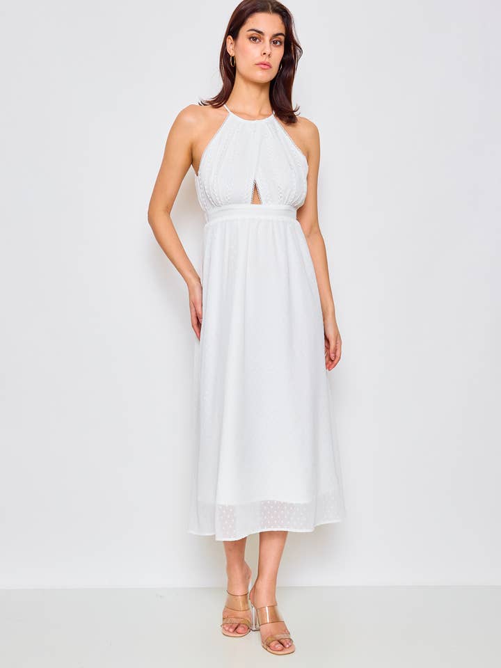 LOVIE & CO - Wholesale Dress - Women's - Long dress with textured fabric and halter neck