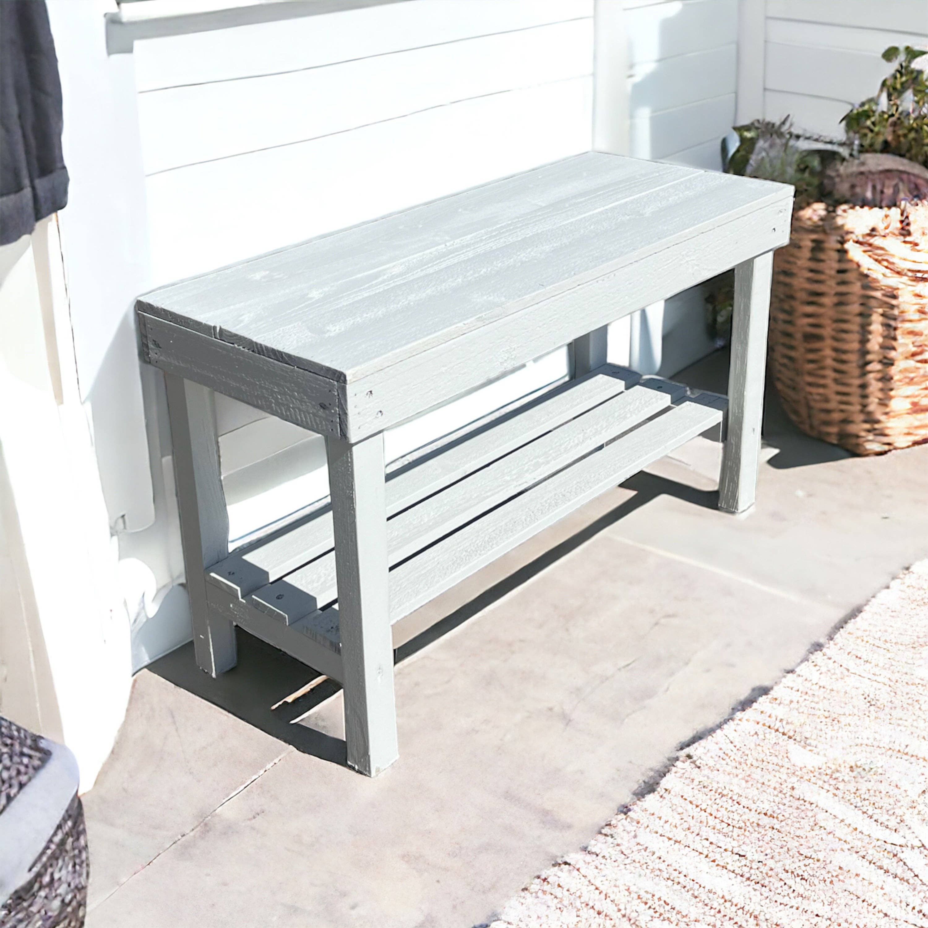 Intrinsic Haven - Vendita all'ingrosso Panche - Panca rustica Farmhouse con una mensola per ingresso3