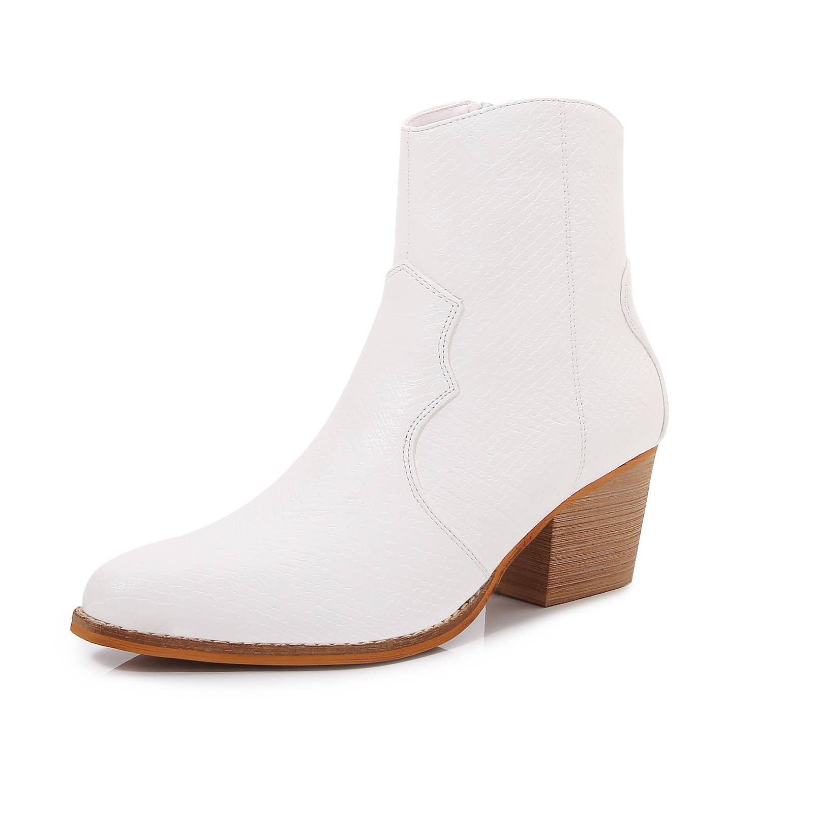 Shop Lev - Vente Bottines – femme - Bottes Western zippées en cuir PU à talons carrés pour femmes8