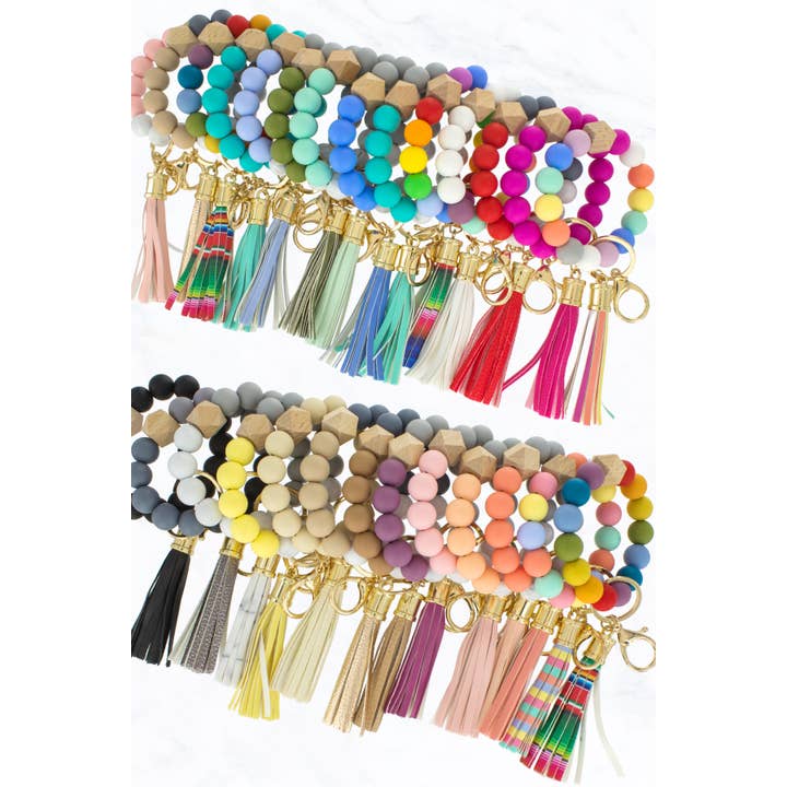 Suzie Q USA - Wholesale Keychain - Women's - Color Silicone Beaded Key Ring Keychain