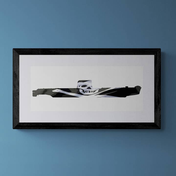 U-Boot der Oberon-Klasse Jolly Roger Print für den Großhandel von Gillian Jones Designs