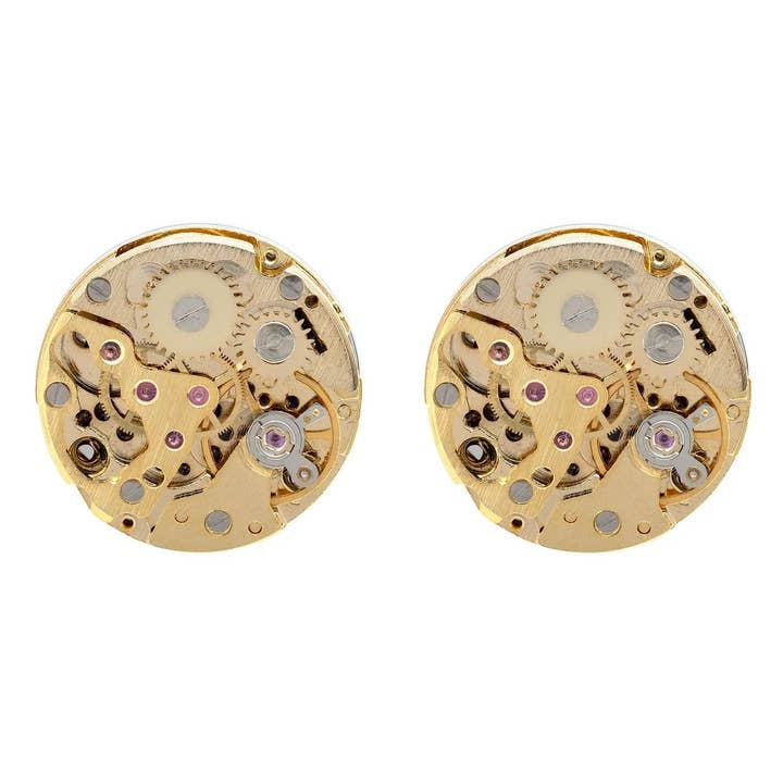 Latelita – wholesale Cufflinks – Watch Movement Two Tone Cufflink Gold Silver1