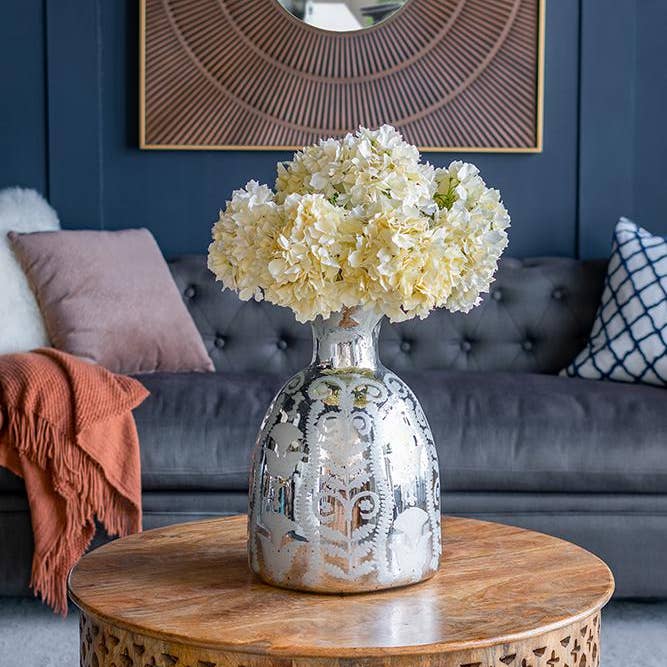 A&B Home Group Inc. - Wholesale Vase - D12x18" Antique Silver Glass Flower Vase Round & Wide7