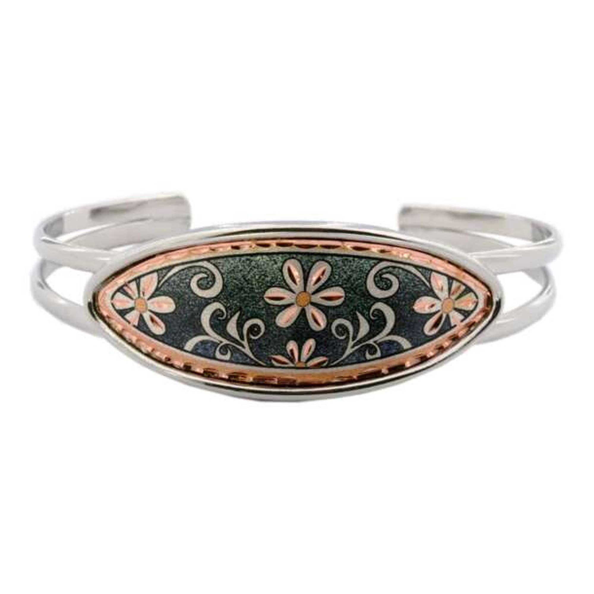 COPPER ARTS INC. - Wholesale Bangle Bracelet - LF 02 Green Flower Wire Bracelets