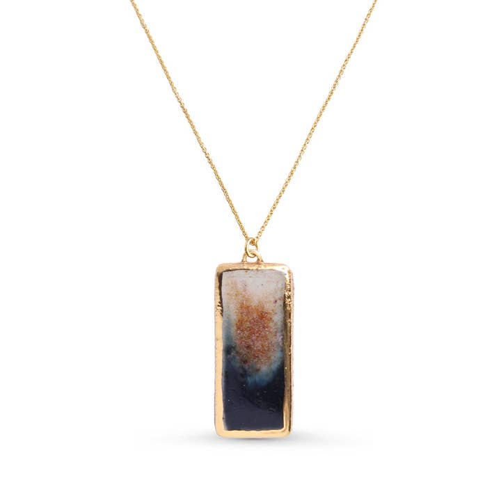 Handmade Drop Pendant Eclipse – Ceramic, Glass & Gold for wholesale by Habulous