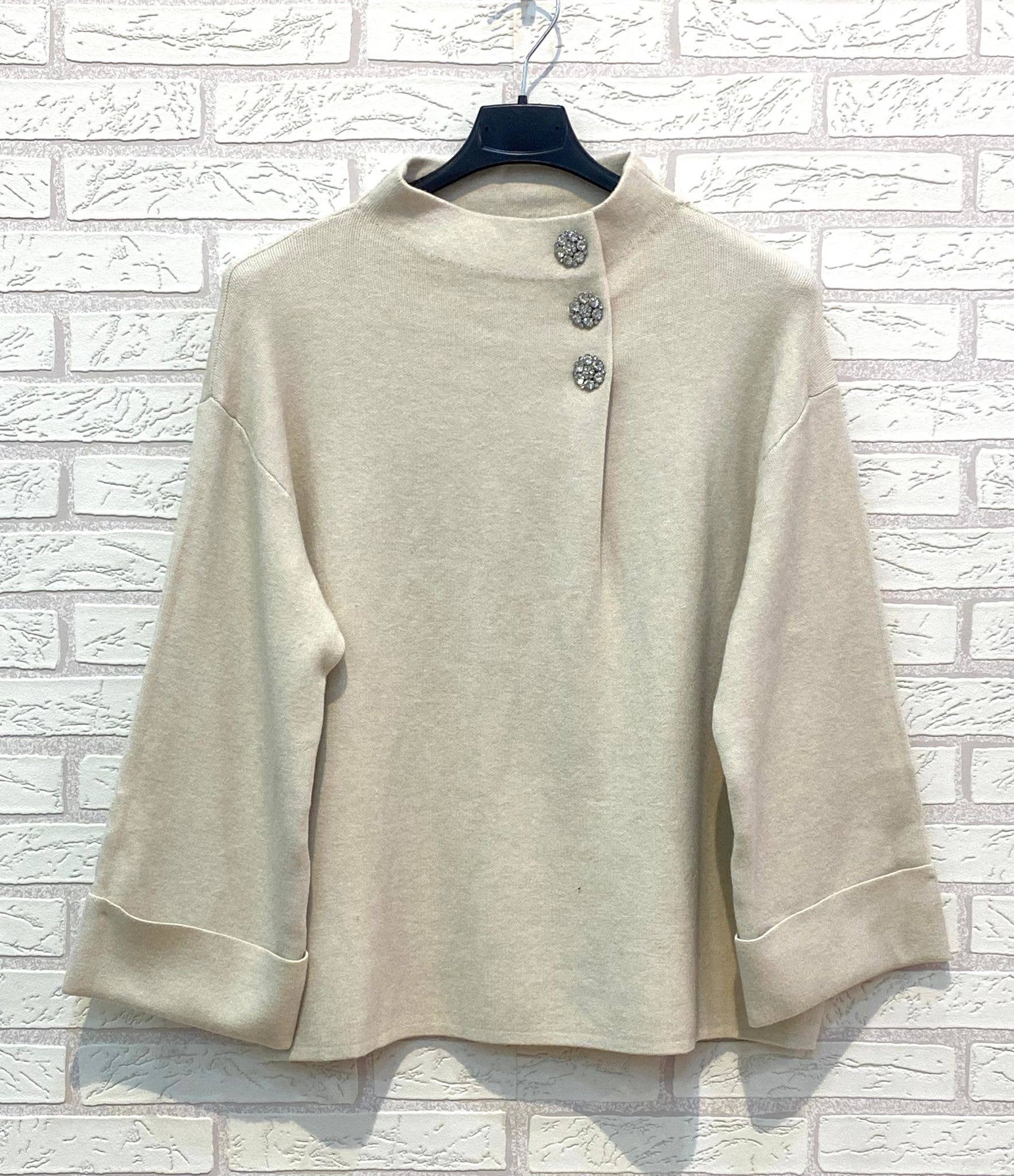 Ling - Wholesale Knit Top - Women's - REF.90471 KNIT SWEATER WITH PEARLS ON THE PERKIN COLLAR3