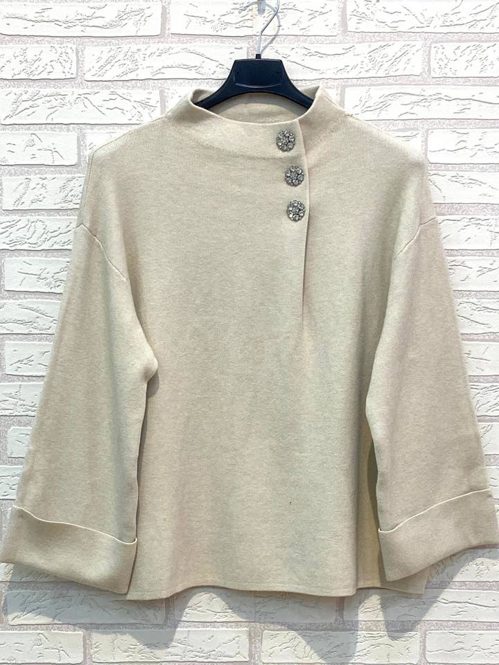 Ling - Wholesale Knit Top - Women's - REF.90471 KNIT SWEATER WITH PEARLS ON THE PERKIN COLLAR3