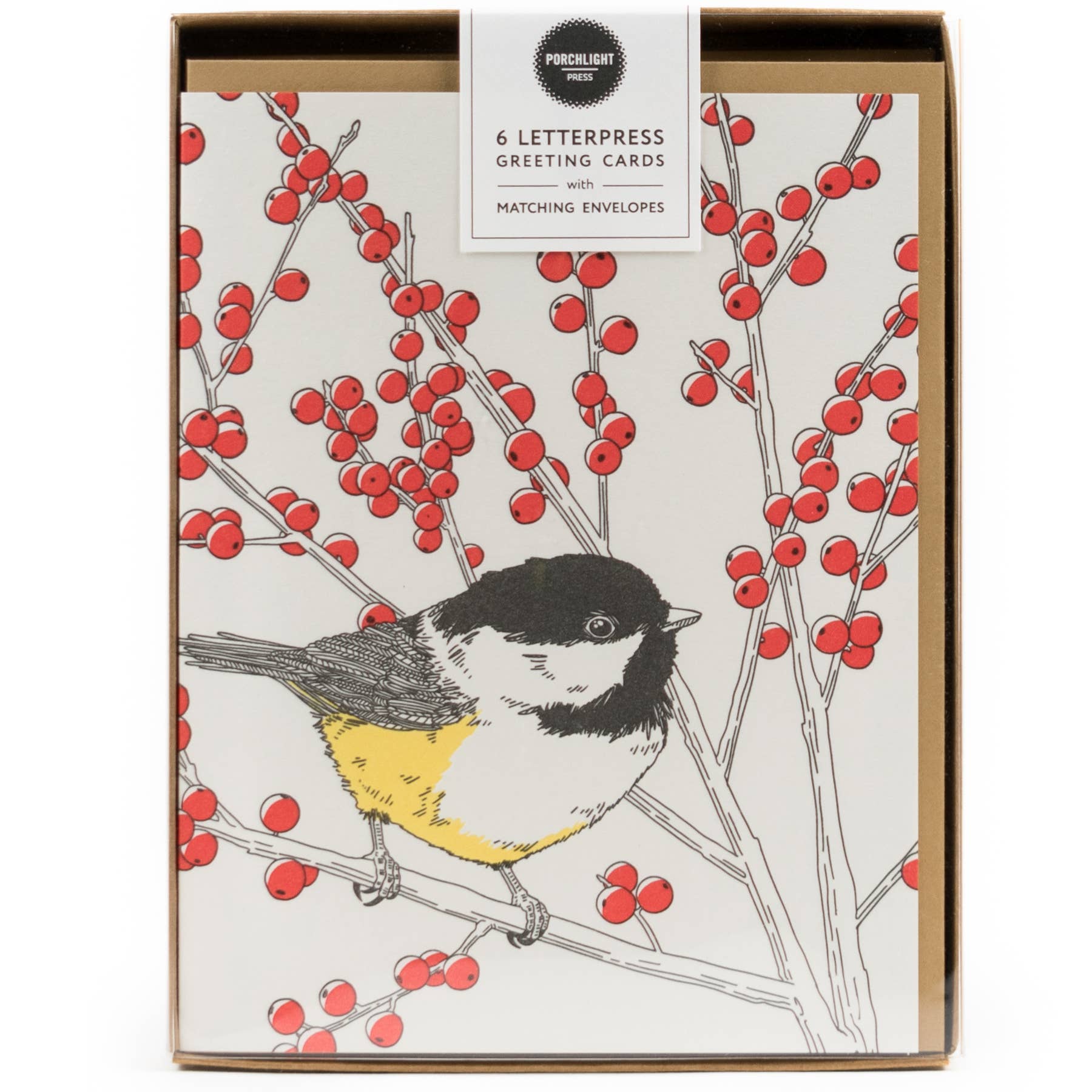 Porchlight Press Letterpress – wholesale Everyday greeting card – Black-capped Chickadee Card4
