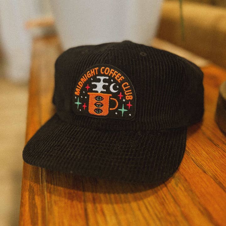 Midnight Coffee Club Corduroy Hat for wholesale by The Space Bureau