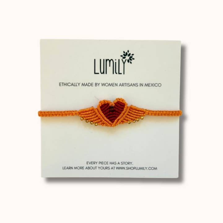 Lumily - Wholesale Woven/Braided Bracelet - Macrame Woven Heart Wings Pull String Bracelet - Mexico11