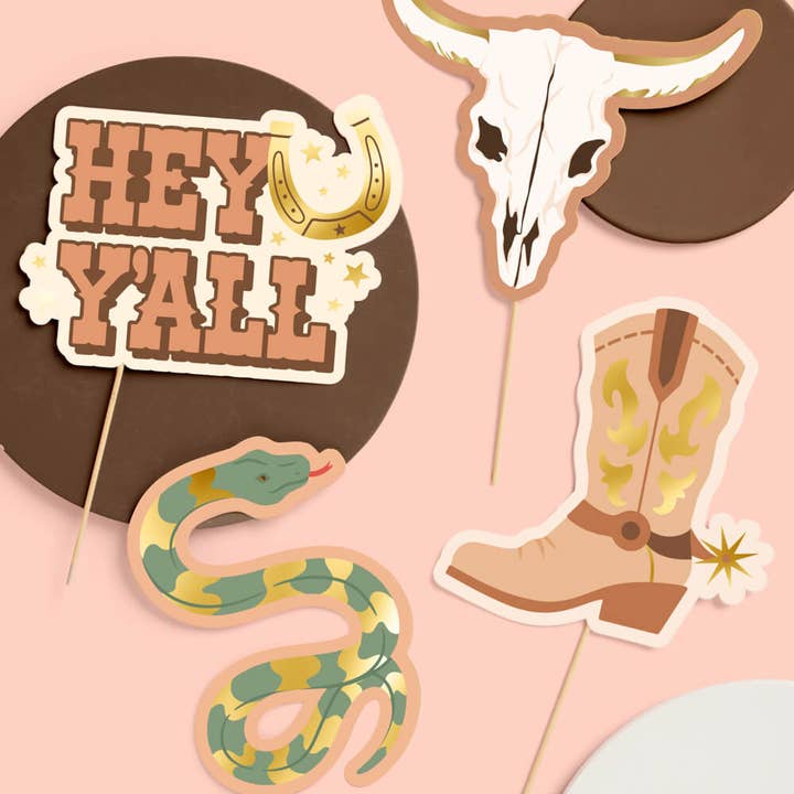 Petit Fetti - Wholesale Decal - Party Decorations - Saddle Up Props - 24 pc. photo booth set, western birthday, cowboy2