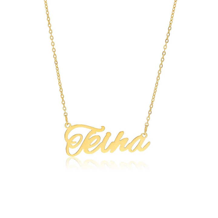 Teiha name necklace in Gold or Silver for wholesale by Zotair