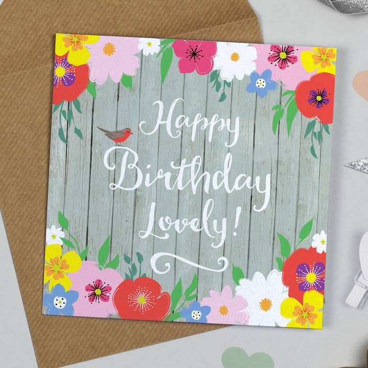 Michelle Fiedler Design – wholesale Birthday card – Sage Garden Happy Birthday Lovely!