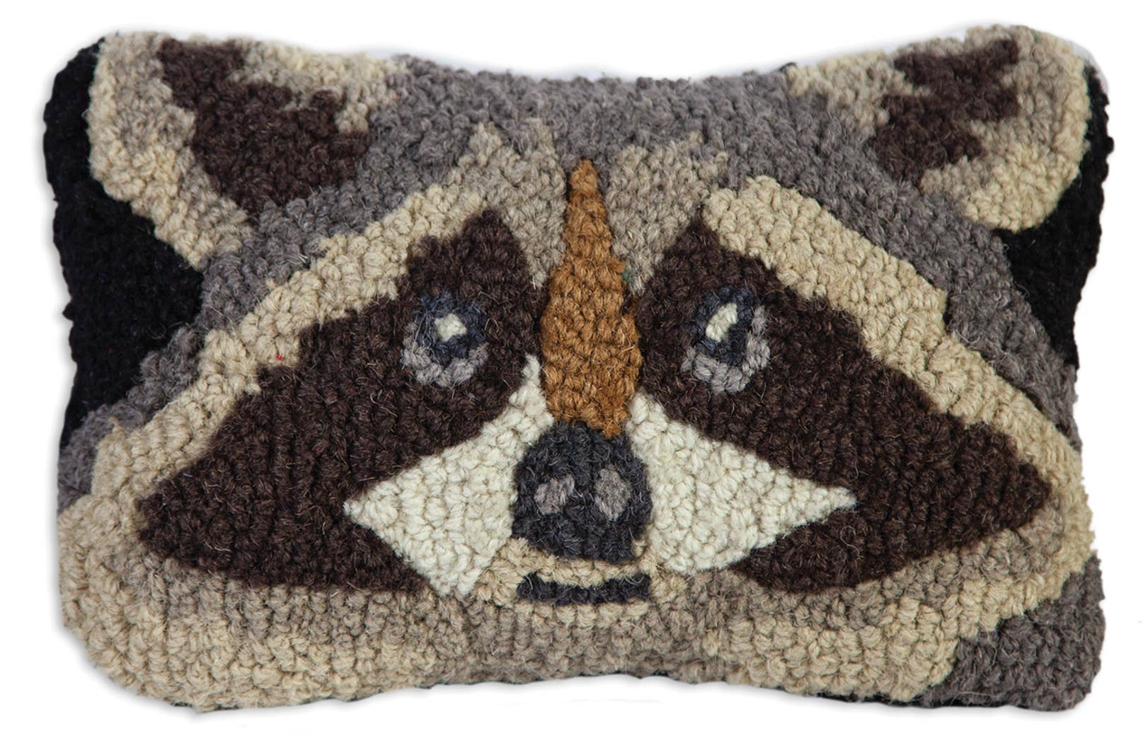 Chandler 4 Corners - Wholesale Lumbar Pillow - Raccoon Hand Hooked Wool Decorative Pillow