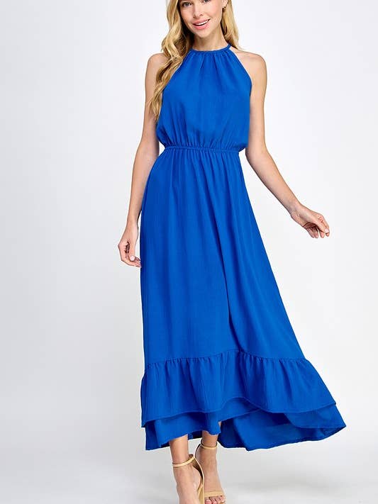 Solid maxi dress with Halter neckline for wholesale by Lemon Tree