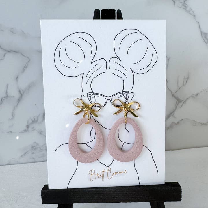 Mini Textured Oval Dangles | Handmade Polymer Clay Earrings for wholesale by Britt Cimone