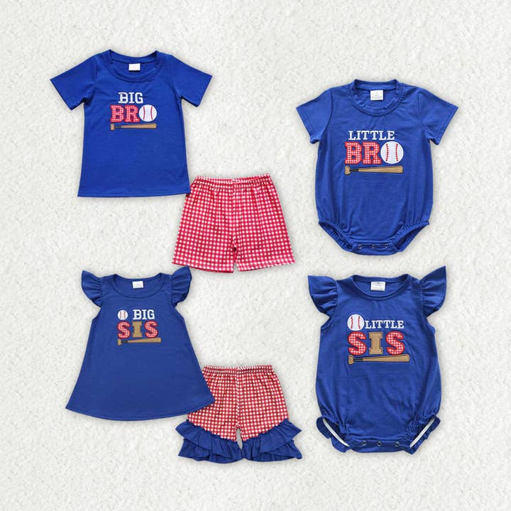 Sibling Sister Brother Girls Baby Boys Baseball Summer Outfits Suits for wholesale by Aier Wholesale