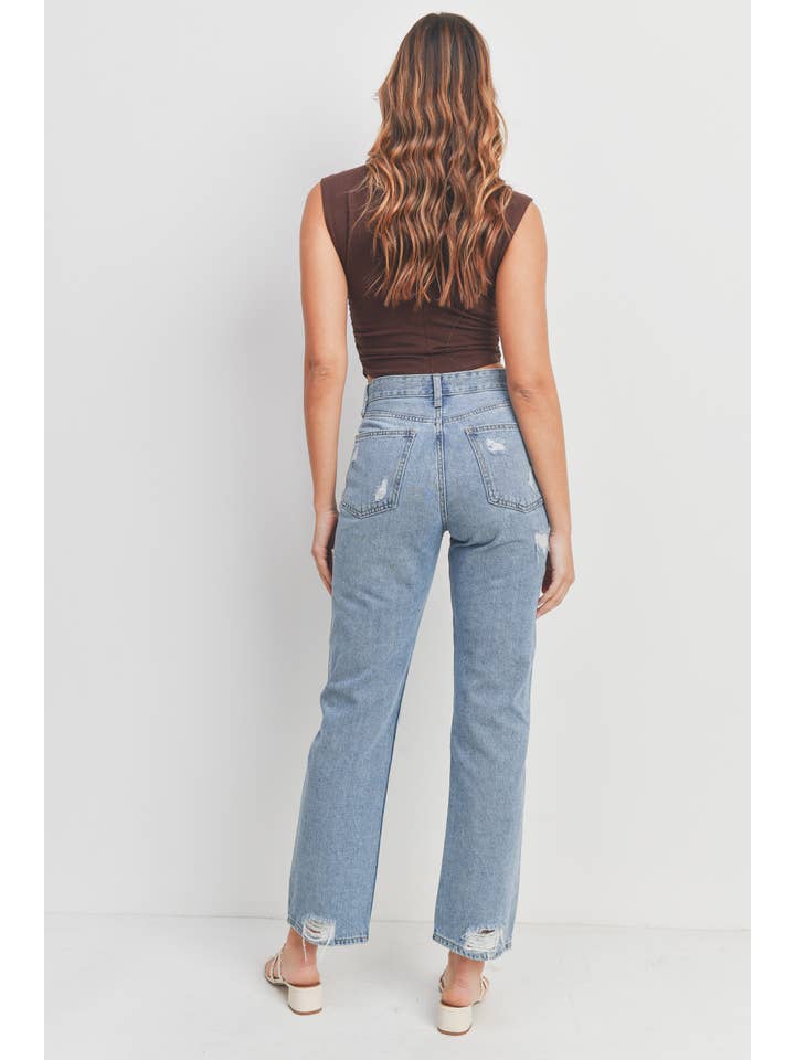 JBD - Wholesale Jeans - Women's - DP538N - MED - Super High Rise Dad Jean w/ Distressing
