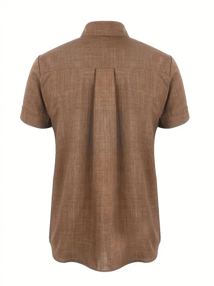 Lucky Avocado - Wholesale Button Down Shirt - Men's - Classic Solid Color Men's Casual Short Sleeve Shirt