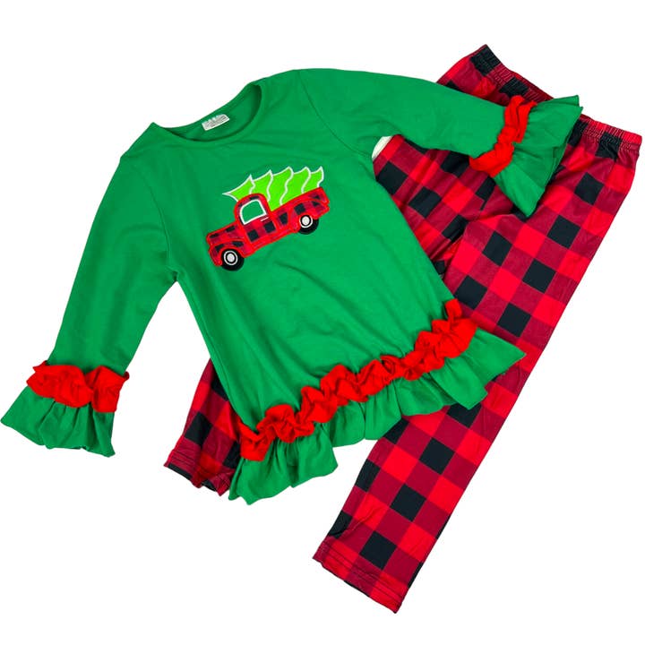 Costume à volants Buffalo Plaid Holiday Truck pour la vente par Smart Dressed Kids