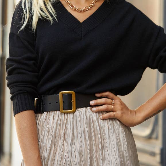 Vimoda – Engroshandel Bælte - Dame – Nicole læderbælte med rektangulært spænde1