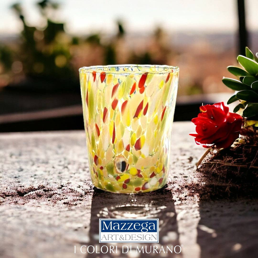 Mazzega Art & Design - Vente Verre/tasse - Verres Gobelets Colombina 350 ml en verre soufflé à la main avec murrine Murano - Les couleurs de Murano11