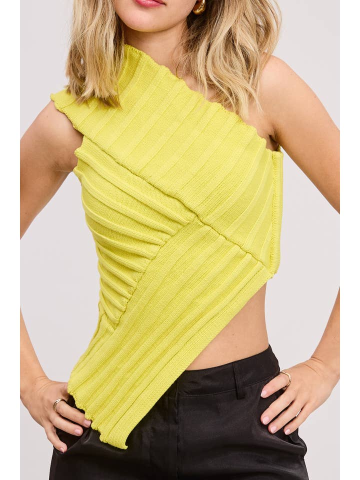 Mimosa - Wholesale Knit Top - Women's - One-Shoulder Asymmetrical Ribbed-Knit Sweater Top16