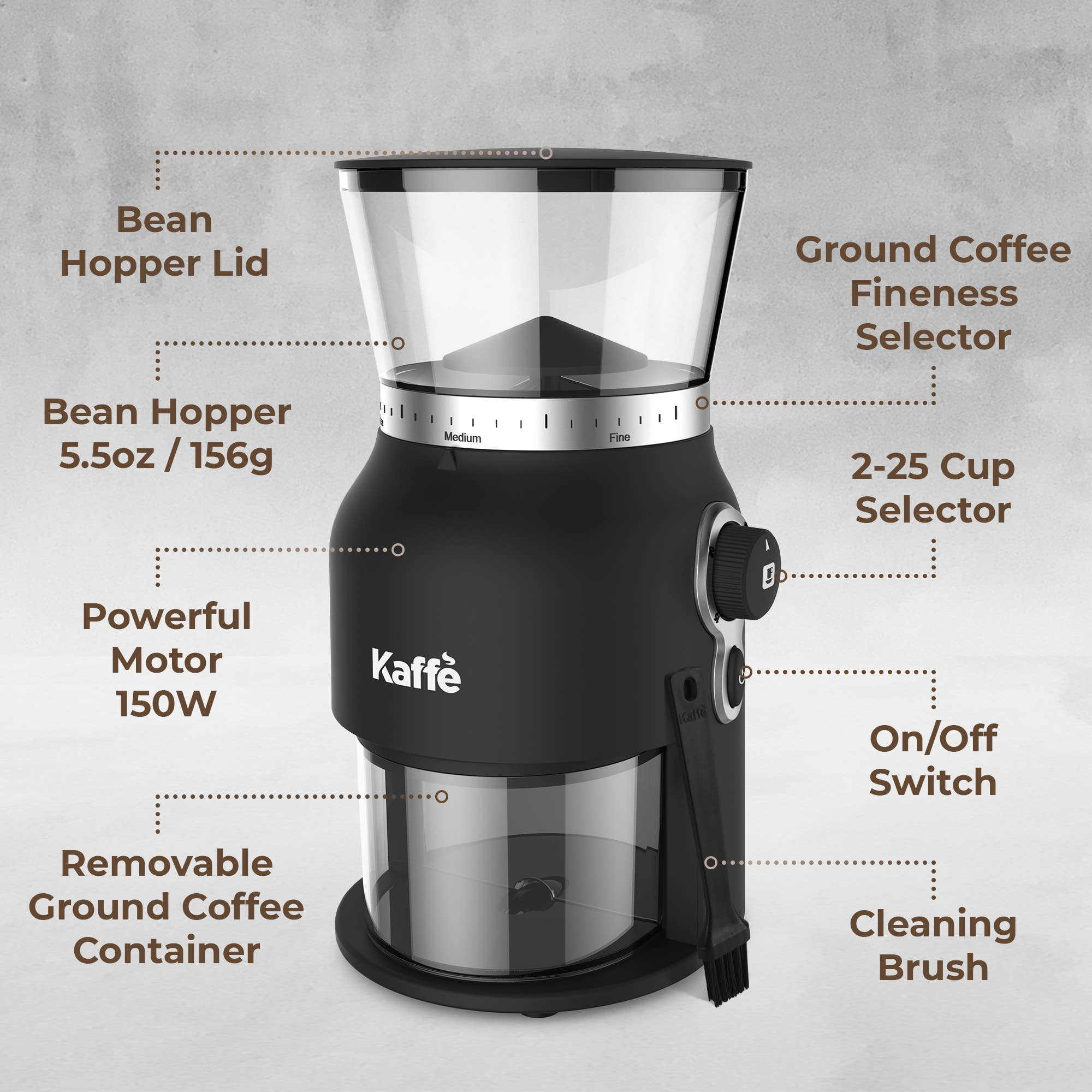 Kaffe - Wholesale Coffee grinder - Kaffe Electric Conical Burr Coffee Grinder KF81502