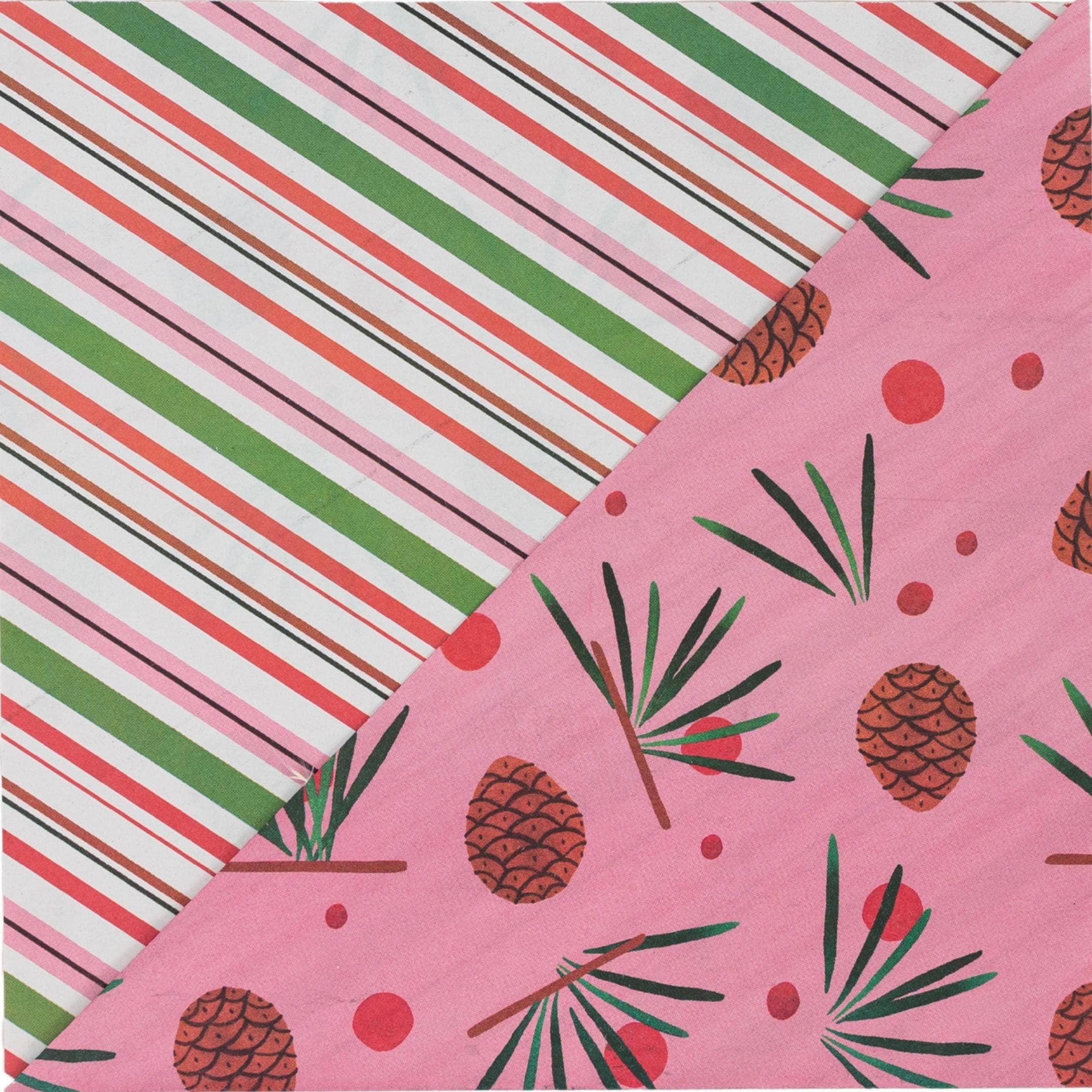 Wrappily Eco Gift Wrap Co. – Engroshandel Gavepapir – Pink Pinecones • Dobbeltsidet Eco Indpakningspapir • Ferie2