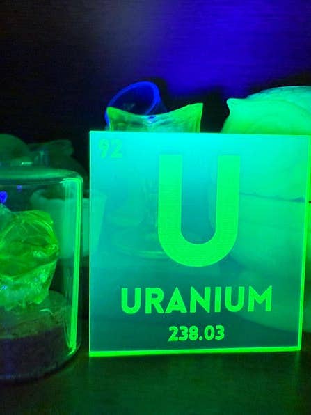 3" Uranium Element Tile Acrylic for wholesale by Corkscrew Curiosities