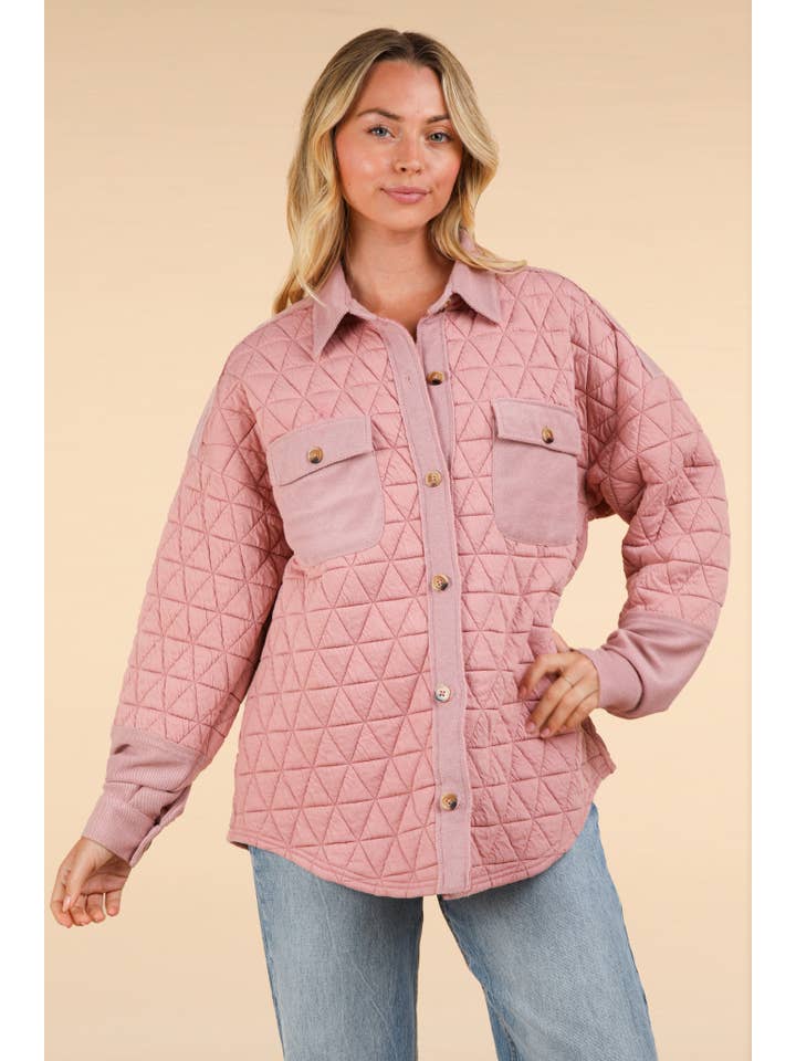 VERY J - Wholesale Shirt Jacket/Shacket - Women's - NT11775-Oversized Quilted Cozy Shacket Jacket