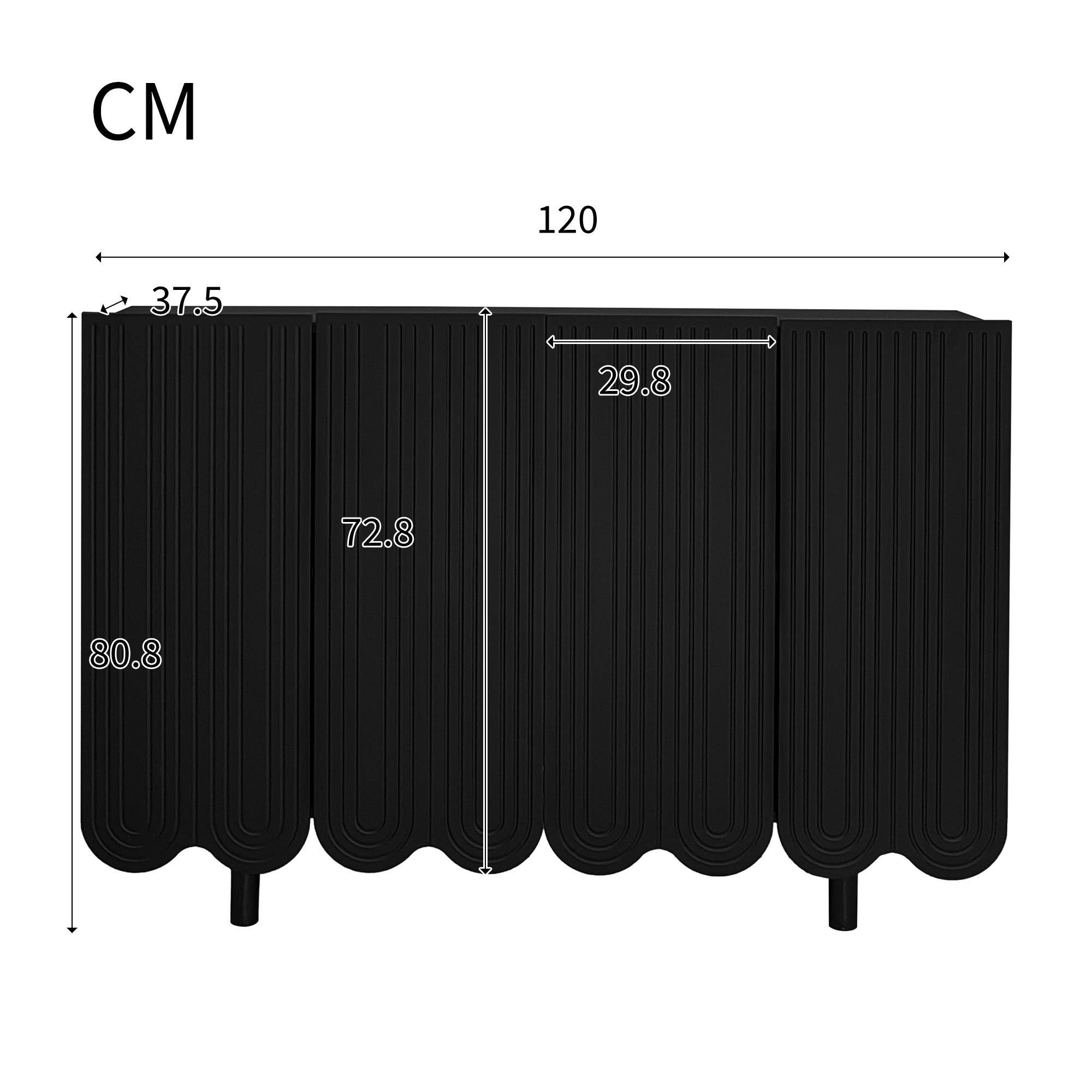Urban Meuble - Wholesale Sideboard - Black buffet with 4 doors, pattern, and storage 120*37.5*80.8 cm EVRENS BLACK15