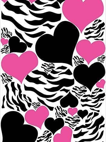 Zebra Print, Black and Hot Pink Heart Wall Stickers, Decals, Graphics 34 Heart Wall Decals for wholesale by Presto Chango Decor