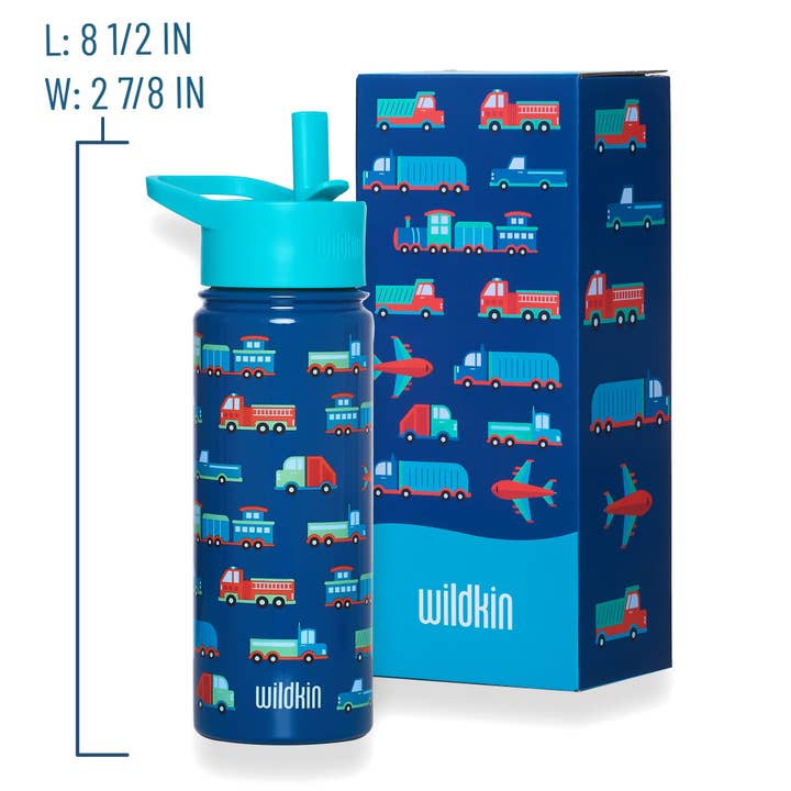 Wildkin - Wholesale Water Bottle - Transportation 18 oz Steel Water Bottle3