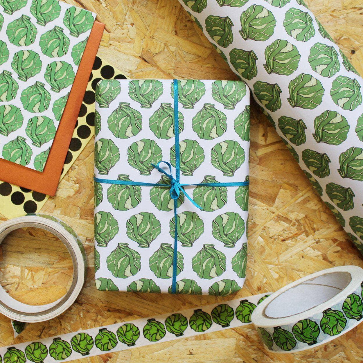 martha and hepsie ltd – papel de embrulho por atacado – Envolvimento de couves de Natal recicláveis - Papel de embrulho de Natal2